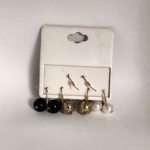 Jewelry - 💝10/$25💝Three Pairs Earrings: white, gold, black Jewelry - 💝10/$25💝Three Pairs Earrings: white, gold, black